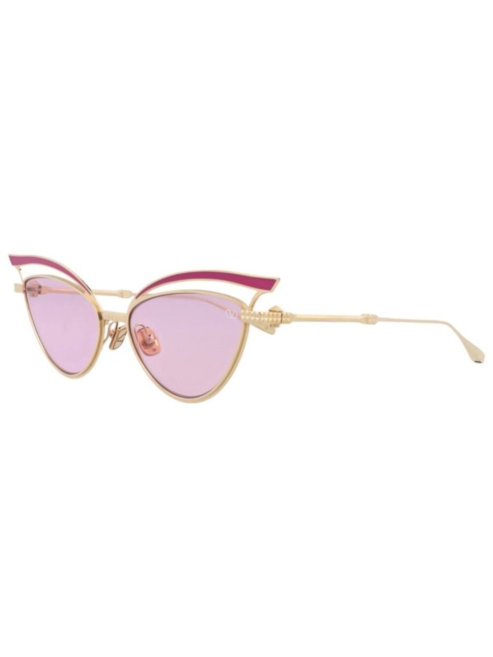 New Valentino Women's Eyeglasses Cat Eye Metal Frame Gold Gold Pink
